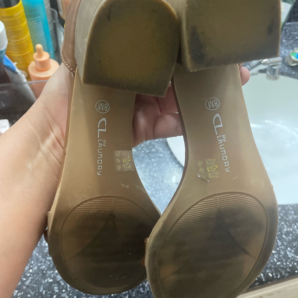 CL by Laundry Tan and Brown Block Heel Pumps